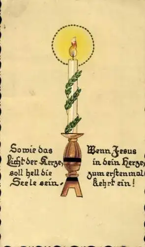 Gedicht Ak Kerze, So wie das Licht der Kerze, soll hell die Seele sein, Wenn Jesus in dein Herze ...