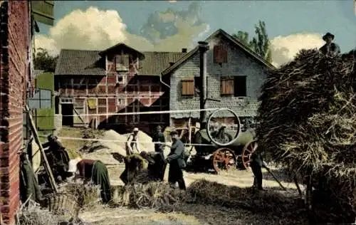 Ak Westfälischer Bauernhof bei der Ernte, Gedicht