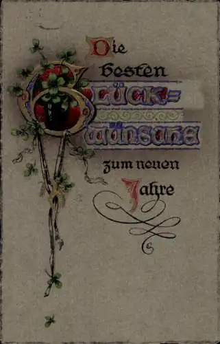 Ak Glückwunsch Neujahr, Glücksklee