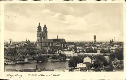 Ak Magdeburg an der Elbe,  Blick über die Stadt