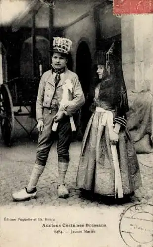 Ak Bourg en Bresse Ain, Kloster Brou, Edition Paquetie et fils,  Anciens Costumes Bressans, 64...