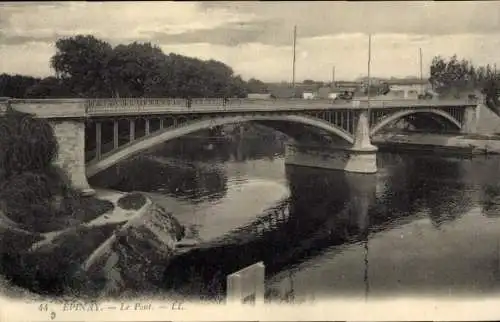 Ak Epinay sur Seine Seine Saint Denis, Brücke, Fluss, Stadtansicht