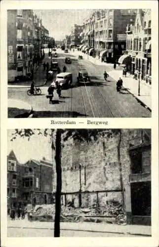 Ak Rotterdam Südholland Niederlande, Stadtansicht, Bergweg, Verkehr,  Gebäude