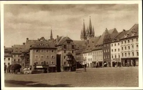 Ak Cheb Eger Reg. Karlsbad, Markt mit Stöckl und Kirche