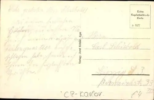 Ak Cheb Eger Reg. Karlsbad, Mühlerl am Wasser, Spiegelung