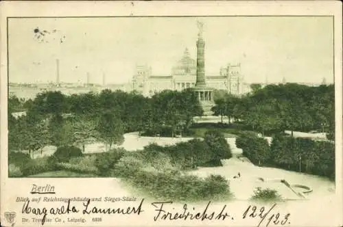 Ak Berlin Tiergarten, Reichstagsgebäude, Sieges-Säule