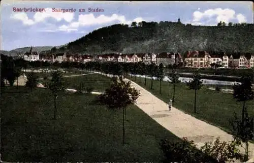 Ak Saarbrücken im Saarland, Saarpartie, Staden