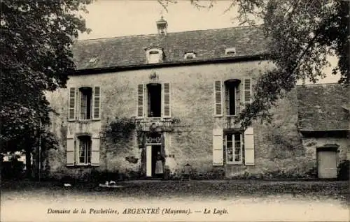 Ak Argentré Mayenne, Herrenhaus, Domaine de la Peschetière, grüne Bäume, Garten