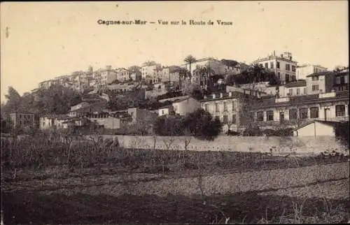 Ak Cagnes sur Mer Alpes Maritimes, vue sur la Route de Vence