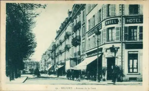 Ak Belfort Beffert Beffort Territoire de Belfort, Avenue de la Gare, Hotels