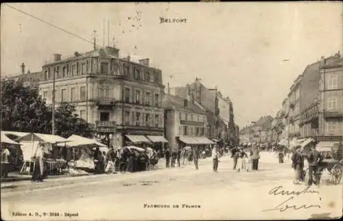 Ak Belfort Beffert Beffort Territoire de Belfort, Marktgeschehen, Faubourg de France,  Architektu