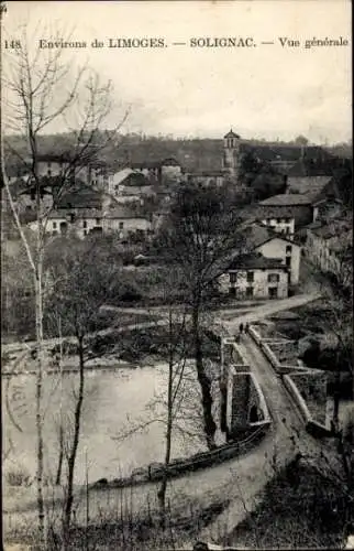 Ak Limoges Haute Vienne, Historische Ansicht, Ort mit Brücke, Kirche im Hintergrund