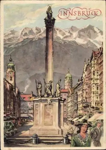 Ak Innsbruck Tirol, Maria-Theresien-Straße, Annasäule