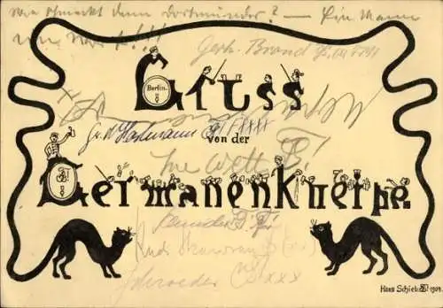 Studentika Ak Berlin, Corps Germania, Gruß von der Germanenkneipe