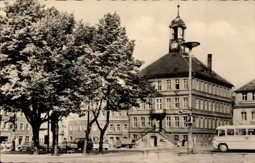 Ak Bischofswerda in Sachsen, Marktplatz, s Gebäude, Bäume, alte 