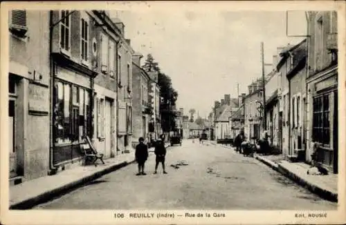 Ak Reuilly Indre, Rue de la Gare
