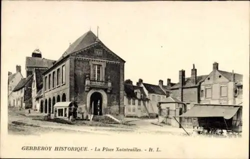 Ak Gerberoy Oise, Historische Gebäude, Platz Xaintrailles, Stadtansicht, H. L.