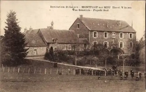 Ak Montfort sur Meu Ille et Vilaine, Institution St-Larare, Gebäude, Südansicht, 19. Jahrhundert,