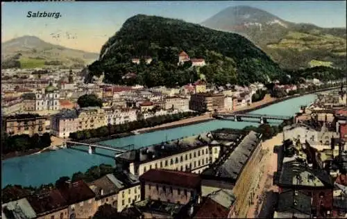Ak Salzburg in Österreich, Kapuzinerberg, Salzach, Brücke