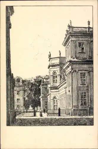 Ak Kassel in Hessen, Orangerie, Gebäude, Federzeichnung, Otto Ubbelohde