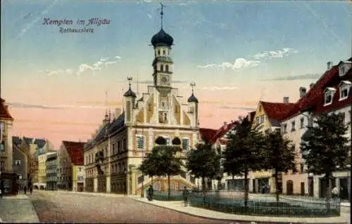 Ak Kempten im Allgäu Schwaben, Blick zum Rathausplatz