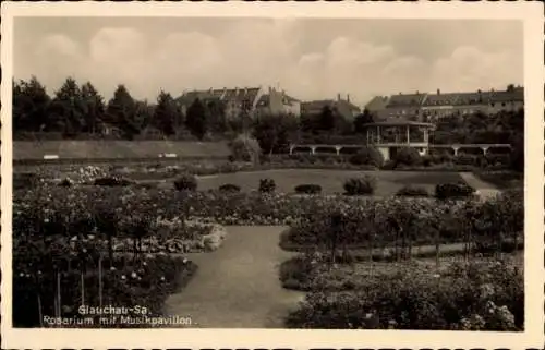 Ak Glauchau in Sachsen, Rosarium mit Musikpavillon