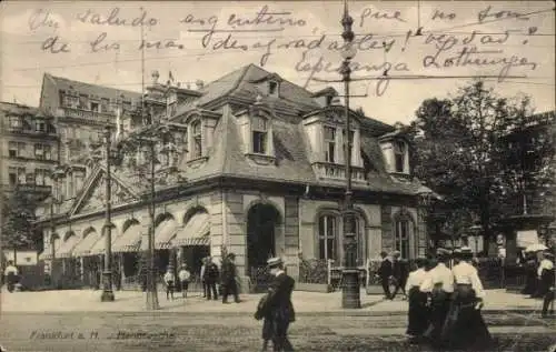 Ak Frankfurt am Main, Gebäude an der Hauptwache, Stadtansicht, Menschen auf der Straße
