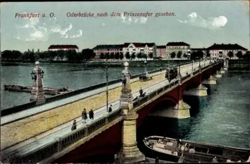 Ak Frankfurt an der Oder, Brücke über die Oder, Prinzenufer,  Ansicht, Stadtansicht