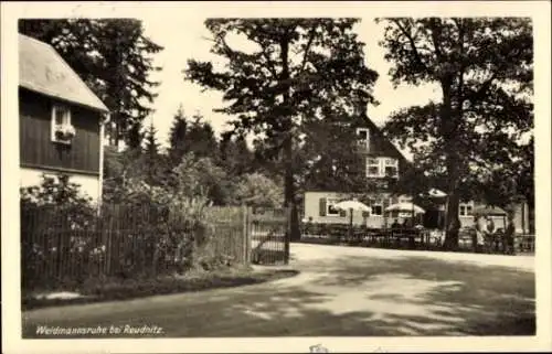 Ak Reudnitz Werdau in Sachsen, Weidmannsruhe, Gasthaus, Terrasse