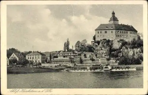 Ak Hirschstein an der Elbe Sachsen, Schloss