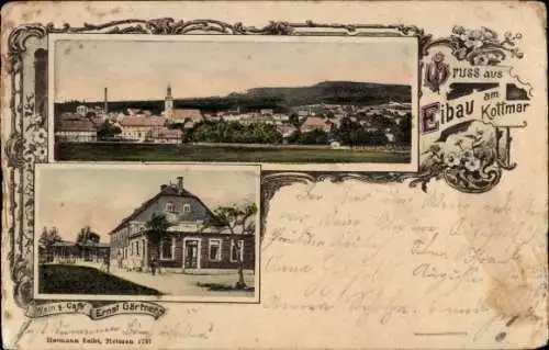 Ak Eibau Kottmar in der Oberlausitz, Farbenfrohe Landschaft, Gebäude im Vordergrund, Weinrestaura