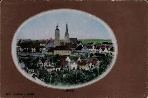 Ak Lützen im Burgenlandkreis, Landschaftsansicht, Kirchen,  Häuser, umgeben von Natur
