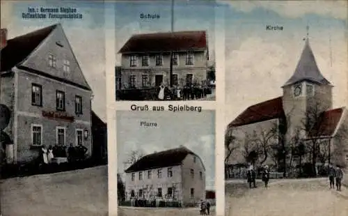 Ak Spielberg Steiermark, Schule, Kirche, Pfarre, Gruß aus Spielberg