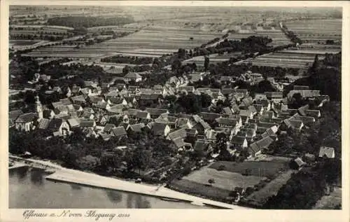 Ak Offenau am Neckar Württemberg, Luftbild von  zahlreiche Häuser, Fluss sichtbar, ländliche Umge