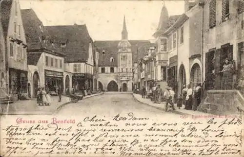 Ak Benfeld Elsass Bas Rhin, Straße, Geschäfte, Passanten