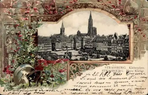 Präge Passepartout Ak Straßburg Elsass Bas Rhin, Kleberplatz