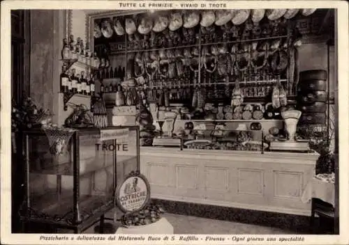 Ak Firenze Florenz Toscana, Restaurant Buca S. Ruffillo, Tresen, Lebensmittel-Verkauf