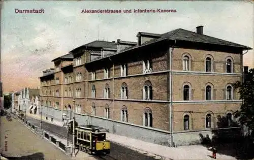 Ak Darmstadt in Hessen, Alexanderstraße, Infanterie-Kaserne