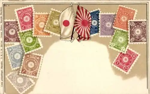 Briefmarken Ak Japan, Flagge