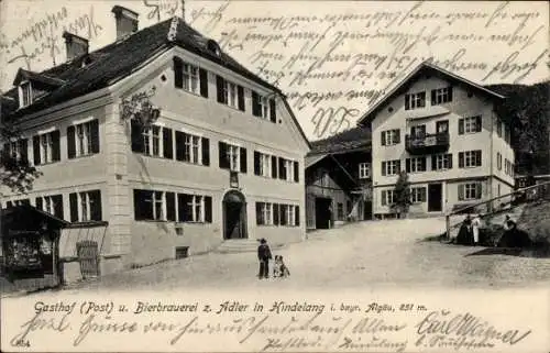 Ak Bad Hindelang im Oberallgäu, Gasthof, Post, Bierbrauerei zum Adler