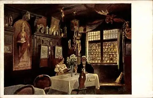 Ak Nürnberg in Mittelfranken Bayern, Goldenes Posthorn, Innenansicht