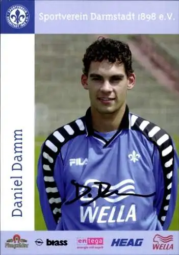 Autogrammkarte Fußballer Daniel Damm, SV Darmstadt 98, Autogramm