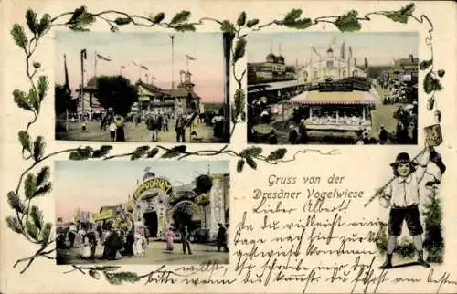 Ak Dresden Altstadt Johannstadt, Festplatz Vogelwiese, Hippodrom, Attraktionen