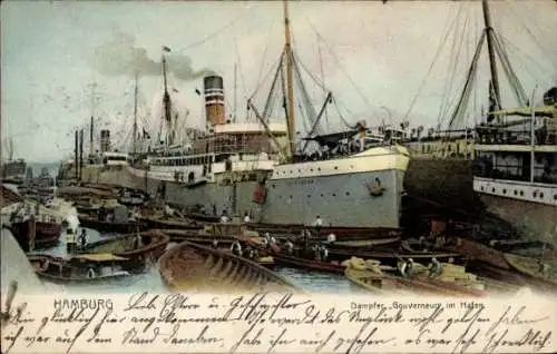 Ak Dampfer Gouverneur, Reichspostdampfer DOAL, im Hamburger Hafen