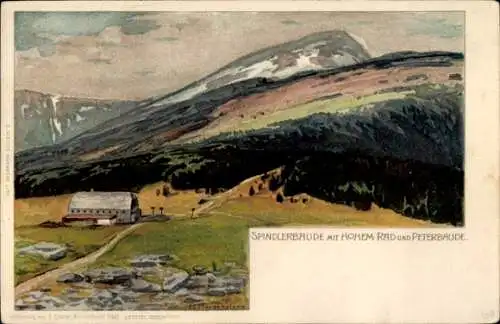 Künstler Litho Morgenstern, Špindlerův Mlýn Spindlermühle Riesengebirge, Spindlerbaude, Peterbaude