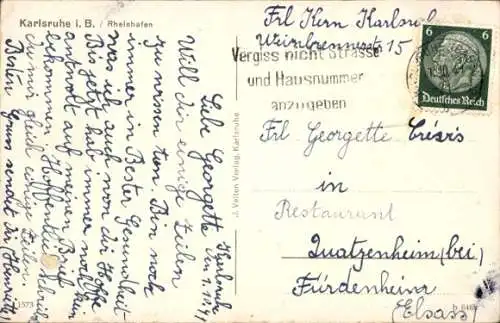 Ak Karlsruhe in Baden, Rheinhafen, Schiffe