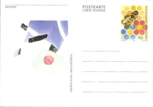 Ganzsachen Künstler Ak Kohl, G., Preis gegeben, Fürstenstein Liechtenstein, Biene