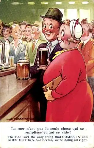 Künstler Ak Tempest, D., Paar in Bar, Bierglas, Tresen