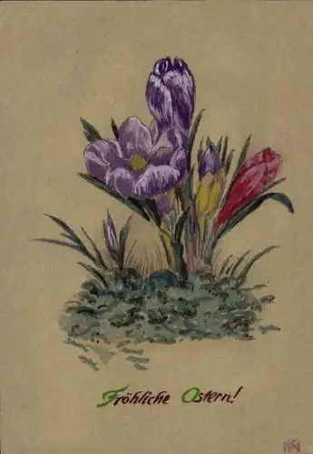 Ak Glückwunsch Ostern, Krokusse