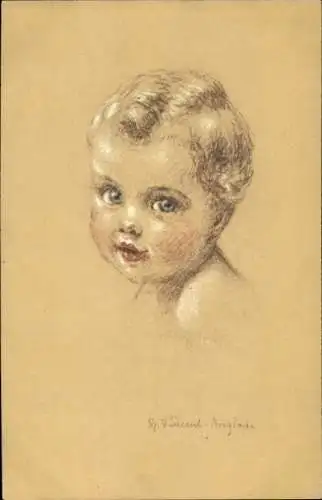 Künstler Ak Gemaltes Kind-Porträt